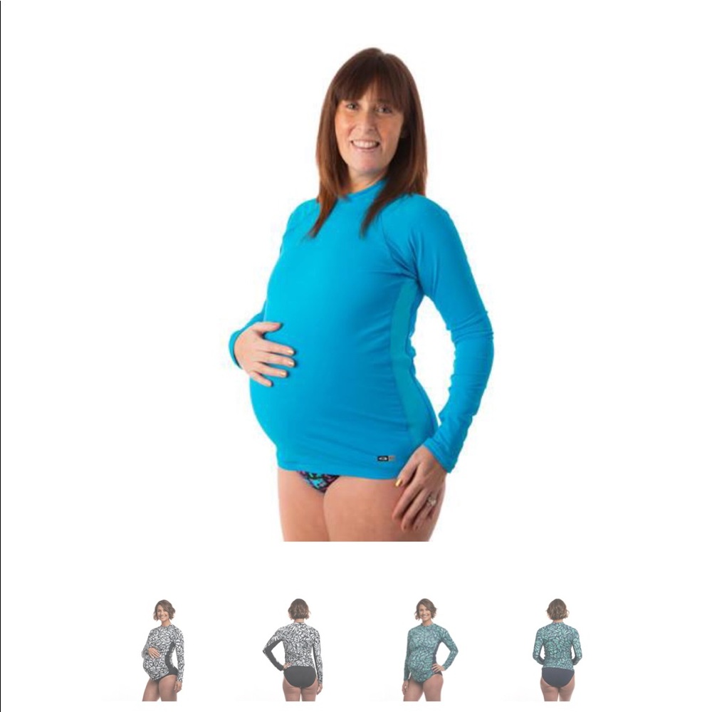Turquoise maternity rash guard small